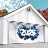 Aperturee - Aperturee White Pine Leaves Blue Balloon Garage Door Banner